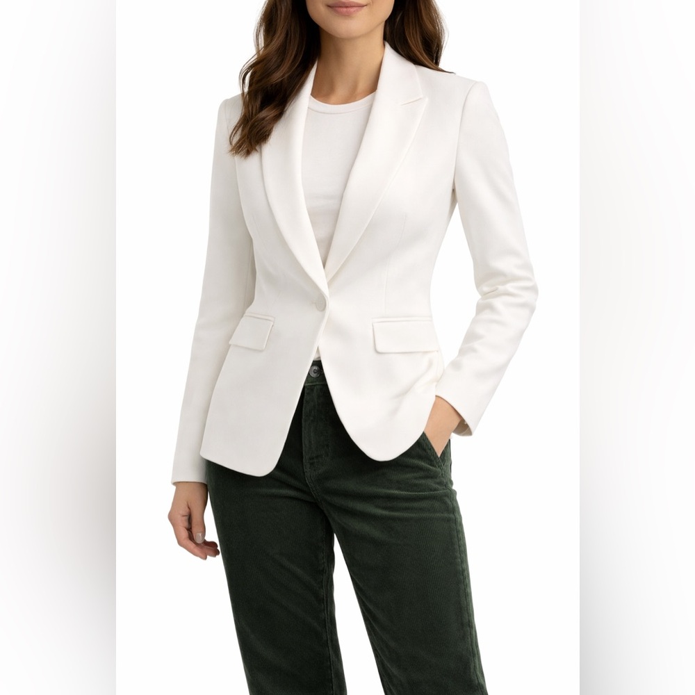 Zara White Tailored Single-Button Blazer